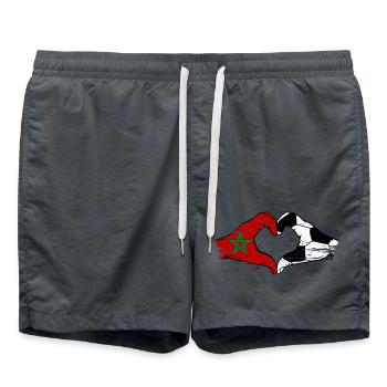 Morocco Football Flag Hands Heart Shape Used - Swim Trunks - anthracite - Front - AI Model Male 185 light (185cm)