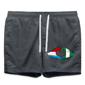 Luxembourg Nigeria drapeau mains forme de coeur utilisé - Short de bain - charbon - Devant - AI Model Male 185 light (185cm)