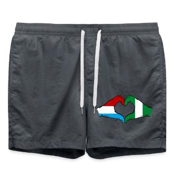 Luxembourg Nigeria Drapeau Mains Coeur Forme - Short de bain - charbon - Devant - AI Model Male 185 light (185cm)