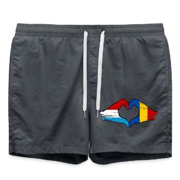 Luxembourg Roumanie Drapeau Mains Coeur Forme Utilisé - Short de bain - charbon - Devant - AI Model Male 185 light (185cm)