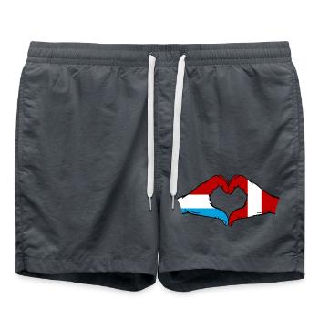Luxembourg Pérou Drapeau Mains Coeur Forme - Short de bain - charbon - Devant - AI Model Male 185 light (185cm)