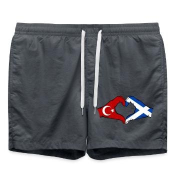 Turquie Ecosse Drapeau Mains Coeur Forme - Short de bain - charbon - Devant - AI Model Male 185 light (185cm)