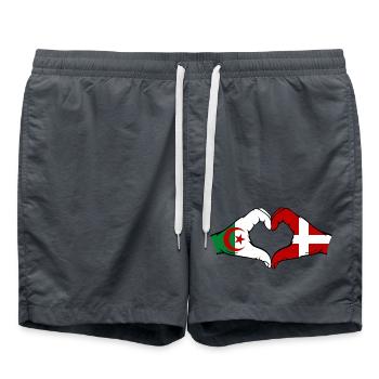Algérie Danemark Drapeau Mains Coeur Forme - Short de bain - charbon - Devant - AI Model Male 185 light (185cm)