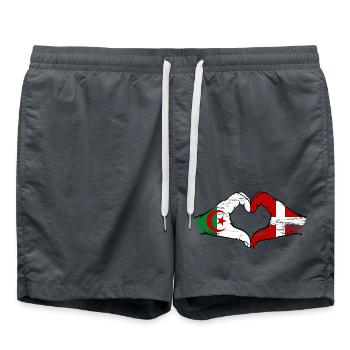 Algerien Dänemark Flagge Hände Herzform used - Badeshorts - Anthrazit - Vorne - AI Model Male 185 light (185cm)