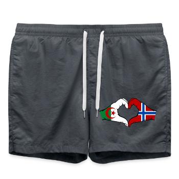 Algerien Norwegen Flagge Haende Herzform - Badeshorts - Anthrazit - Vorne - AI Model Male 185 light (185cm)