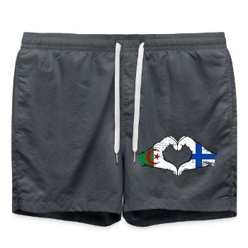 Algerien Finnland Flagge Hände Herzform used - Badeshorts - Anthrazit - Vorne - AI Model Male 185 light (185cm)