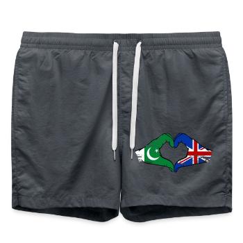Pakistan Grande-Bretagne drapeau mains coeur - Short de bain - charbon - Devant - AI Model Male 185 light (185cm)