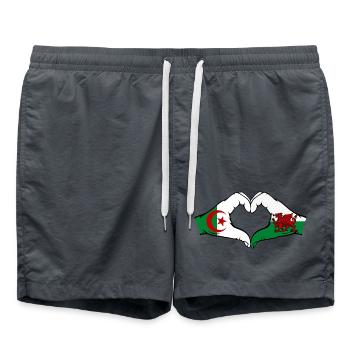 Algeria Wales Flag Hands Heart Shape - Swim Trunks - anthracite - Front - AI Model Male 185 light (185cm)
