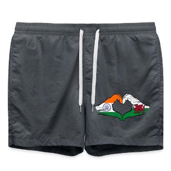 Indien Wales Flagge Hände Herzform used - Badeshorts - Anthrazit - Vorne - AI Model Male 185 light (185cm)