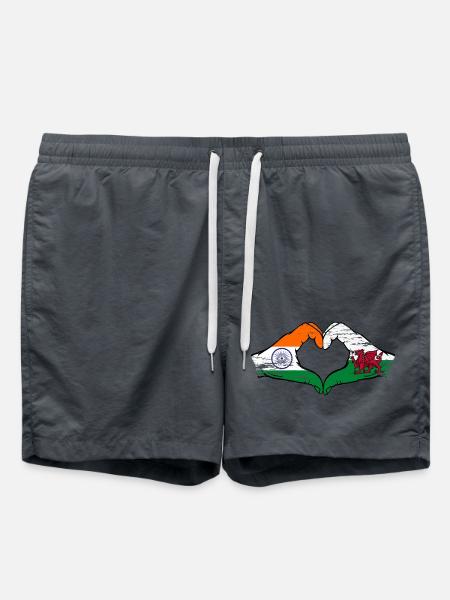Indien Wales Flagge Hände Herzform used - Badeshorts - Anthrazit
