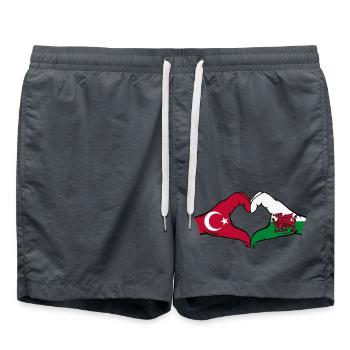 Turkey Wales Flag Hands Heart Shape - Swim Trunks - anthracite - Front - AI Model Male 185 light (185cm)