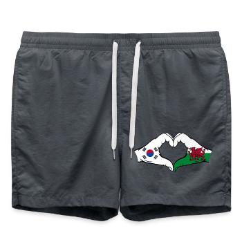 Südkorea Wales Flagge Hände Herzform - Badeshorts - Anthrazit - Vorne - AI Model Male 185 light (185cm)