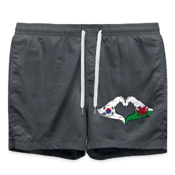 Südkorea Wales Flagge Hände Herzform used - Badeshorts - Anthrazit - Vorne - AI Model Male 185 light (185cm)