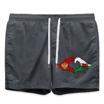 Montenegro Wales Flagge Hände Herzform used - Badeshorts - Anthrazit - Vorne - AI Model Male 185 light (185cm)
