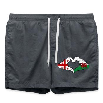 Georgia Wales flag hands heart shape used - Swim Trunks - anthracite - Front - AI Model Male 185 light (185cm)