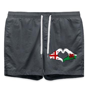 Géorgie Pays de Galles Drapeau Mains Coeur Forme - Short de bain - charbon - Devant - AI Model Male 185 light (185cm)