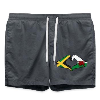 Jamaica Wales Flag Hands Heart Shape - Swim Trunks - anthracite - Front - AI Model Male 185 light (185cm)