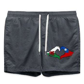 Wales Taiwan Flagge Hände Herzform used - Badeshorts - Anthrazit - Vorne - AI Model Male 185 light (185cm)