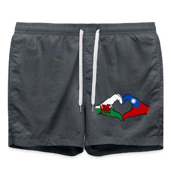 Wales Taiwan Flagge Hände Herzform - Badeshorts - Anthrazit - Vorne - AI Model Male 185 light (185cm)