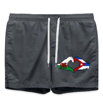Wales Kuba Flagge Hände Herzform - Badeshorts - Anthrazit - Vorne - AI Model Male 185 light (185cm)
