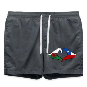 Wales Chile Flagge Hände Herzform used - Badeshorts - Anthrazit - Vorne - AI Model Male 185 light (185cm)