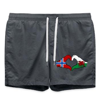 Norway Wales Flag Hands Heart Shape - Swim Trunks - anthracite - Front - AI Model Male 185 light (185cm)
