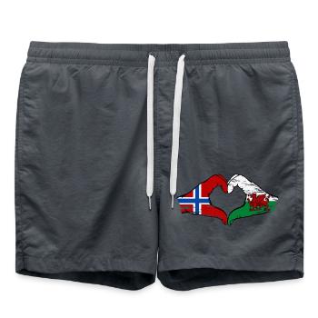 Norway Wales flag hands heart shape used - Swim Trunks - anthracite - Front - AI Model Male 185 light (185cm)