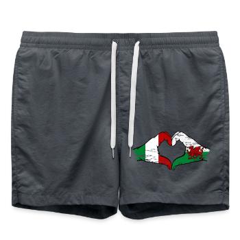 Italy Wales flag hands heart shape used - Swim Trunks - anthracite - Front - AI Model Male 185 light (185cm)
