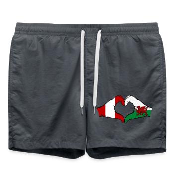 Peru Wales Flagge Hände Herzform - Badeshorts - Anthrazit - Vorne - AI Model Male 185 light (185cm)