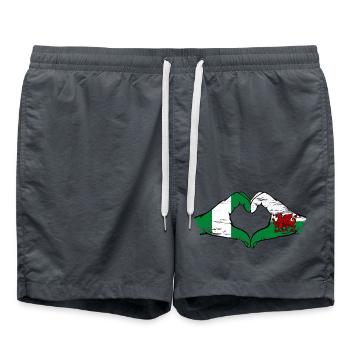 Nigeria Wales Flag Hands Heart Shape Used - Swim Trunks - anthracite - Front - AI Model Male 185 light (185cm)