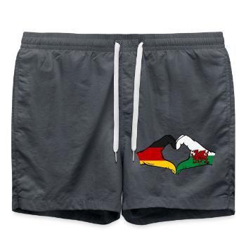 Deutschland Wales Flagge Hände Herzform - Badeshorts - Anthrazit - Vorne - AI Model Male 185 light (185cm)