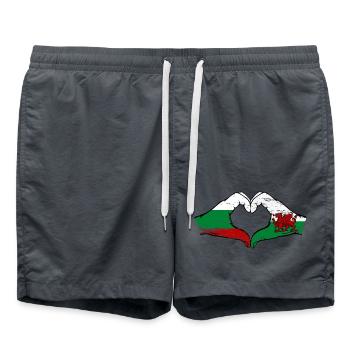 Bulgarie Pays de Galles drapeau mains forme de coeur utilisé - Short de bain - charbon - Devant - AI Model Male 185 light (185cm)