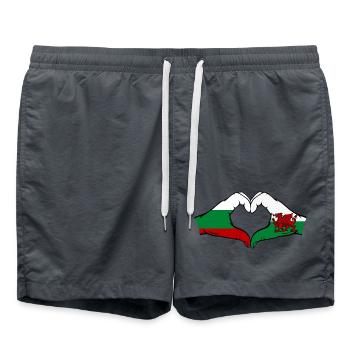 Bulgaria Wales Flag Hands Heart Shape - Swim Trunks - anthracite - Front - AI Model Male 185 light (185cm)