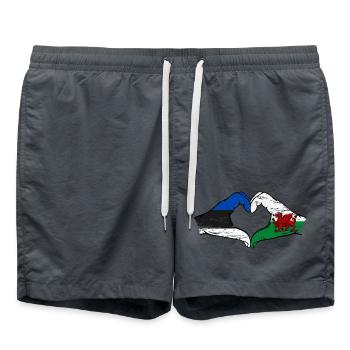Estland Wales Flagge Hände Herzform used - Badeshorts - Anthrazit - Vorne - AI Model Male 185 light (185cm)