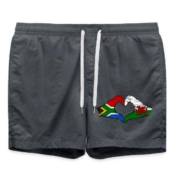 Südafrika Wales Flagge Hände Herzform used - Badeshorts - Anthrazit - Vorne - AI Model Male 185 light (185cm)