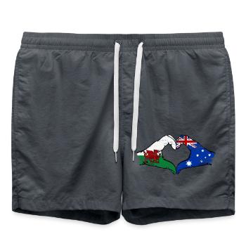 Wales Australien Flagge Hände Herzform used - Badeshorts - Anthrazit - Vorne - AI Model Male 185 light (185cm)
