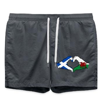 Scotland Wales Flag Hands Heart Shape - Swim Trunks - anthracite - Front - AI Model Male 185 light (185cm)
