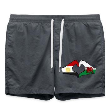 Egypt Wales Flag Hands Heart Shape - Swim Trunks - anthracite - Front - AI Model Male 185 light (185cm)