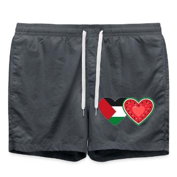 Drapeau pastèque de Palestine Coeur - Short de bain - charbon - Devant - AI Model Male 185 light (185cm)