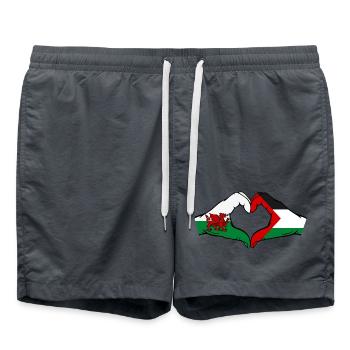 Wales Palästina Flagge Hände Herzform - Badeshorts - Anthrazit - Vorne - AI Model Male 185 light (185cm)