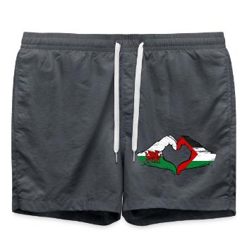 Wales Palästina Flagge Haende Herzform used - Badeshorts - Anthrazit - Vorne - AI Model Male 185 light (185cm)