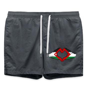 Jordan Palestine Flag Hands Heart Shape Used - Swim Trunks - anthracite - Front - AI Model Male 185 light (185cm)