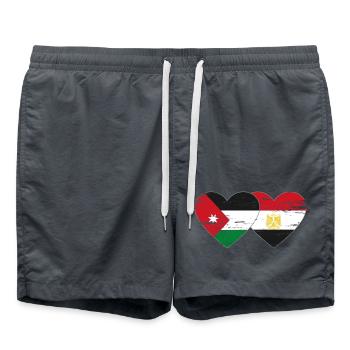 Jordan Egypt Flag Heart Used - Swim Trunks - anthracite - Front - AI Model Male 185 light (185cm)