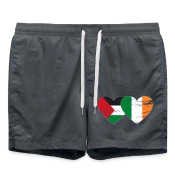 Palästina Irland Flagge Herz used - Badeshorts - Anthrazit - Vorne - AI Model Male 185 light (185cm)