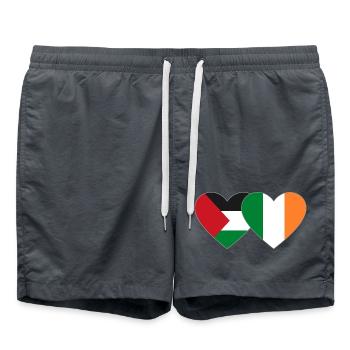 Drapeau de la Palestine et de l’Irlande - Short de bain - charbon - Devant - AI Model Male 185 light (185cm)