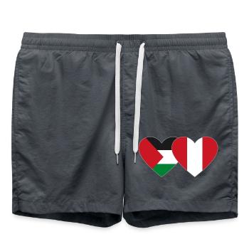 Palestine Pérou Drapeau Coeur - Short de bain - charbon - Devant - AI Model Male 185 light (185cm)