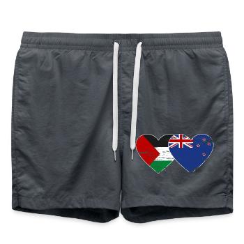 Drapeau de la Palestine Nouvelle-Zélande coeur utilisé - Short de bain - charbon - Devant - AI Model Male 185 light (185cm)