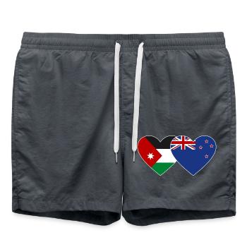 Drapeau de la Jordanie Nouvelle-Zélande Coeur - Short de bain - charbon - Devant - AI Model Male 185 light (185cm)