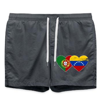 Portugal Venezuela flag heart used - Swim Trunks - anthracite - Front - AI Model Male 185 light (185cm)