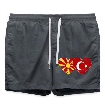 Macedonia Turkey Flag Heart used - Swim Trunks - anthracite - Front - AI Model Male 185 light (185cm)